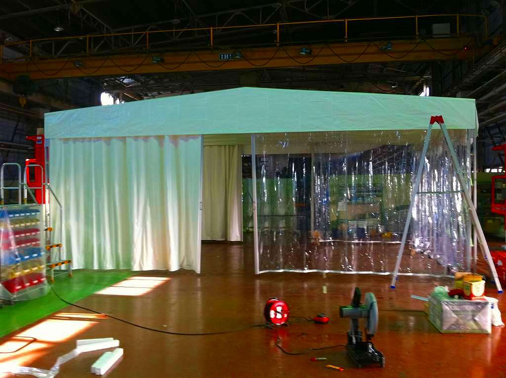 ゲート工業 伸縮移動式テント ラクスルテント 幅8.0m×奥行2.0m×高さ3.9m 両流れ 